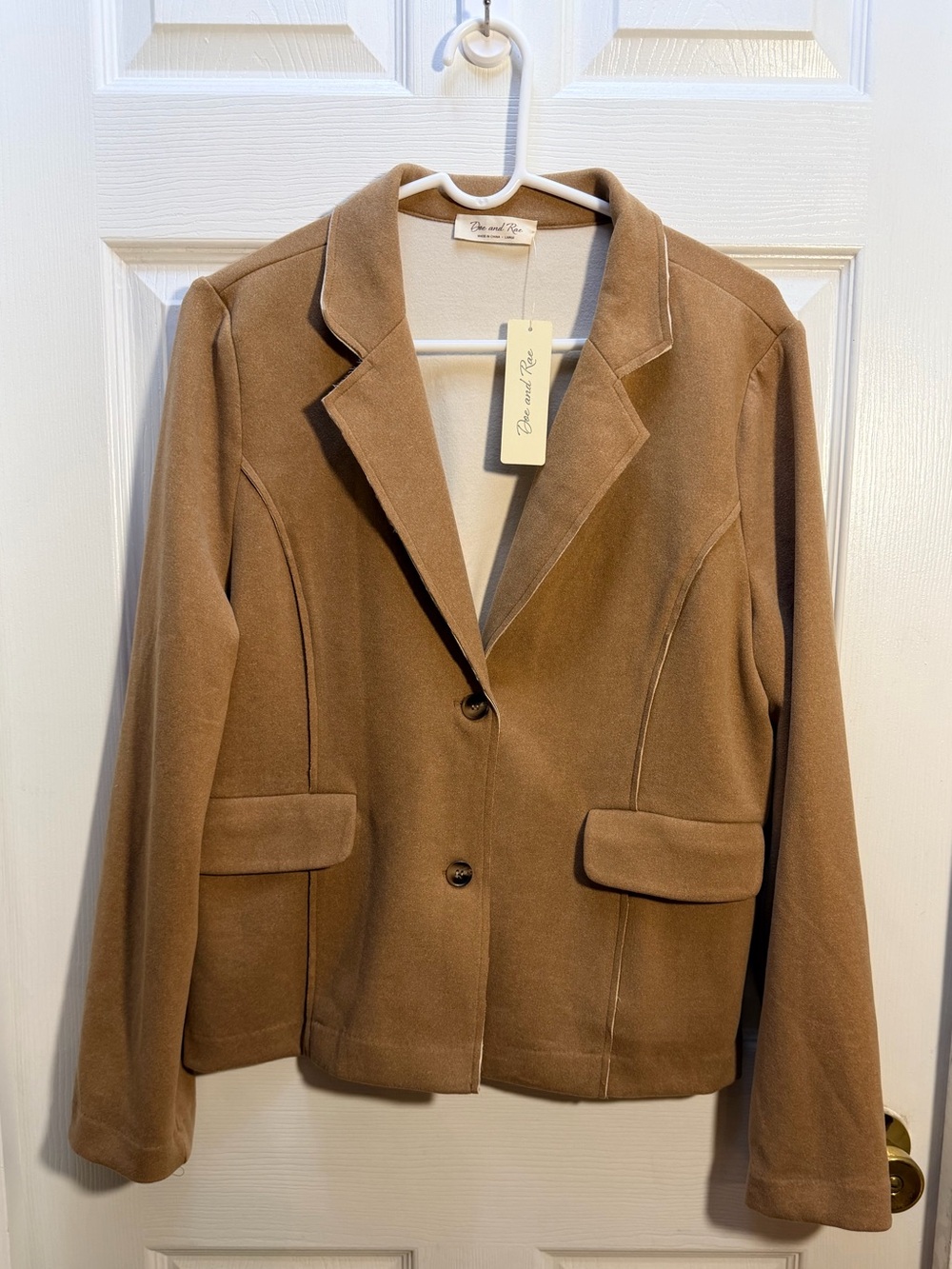 Doe & Rae Camel Brown Single-Button Blazer/Soft Jacket